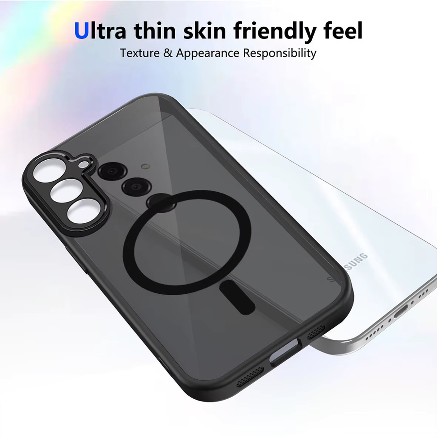 Magnetische transluzente Hülle für Samsung Galaxy A57 A37 A17 A56 A16 A36 A26 A55 A35 A15 A25 A14 A24 A54 in Schwarz, unterstützt kabelloses Laden - Bild 2