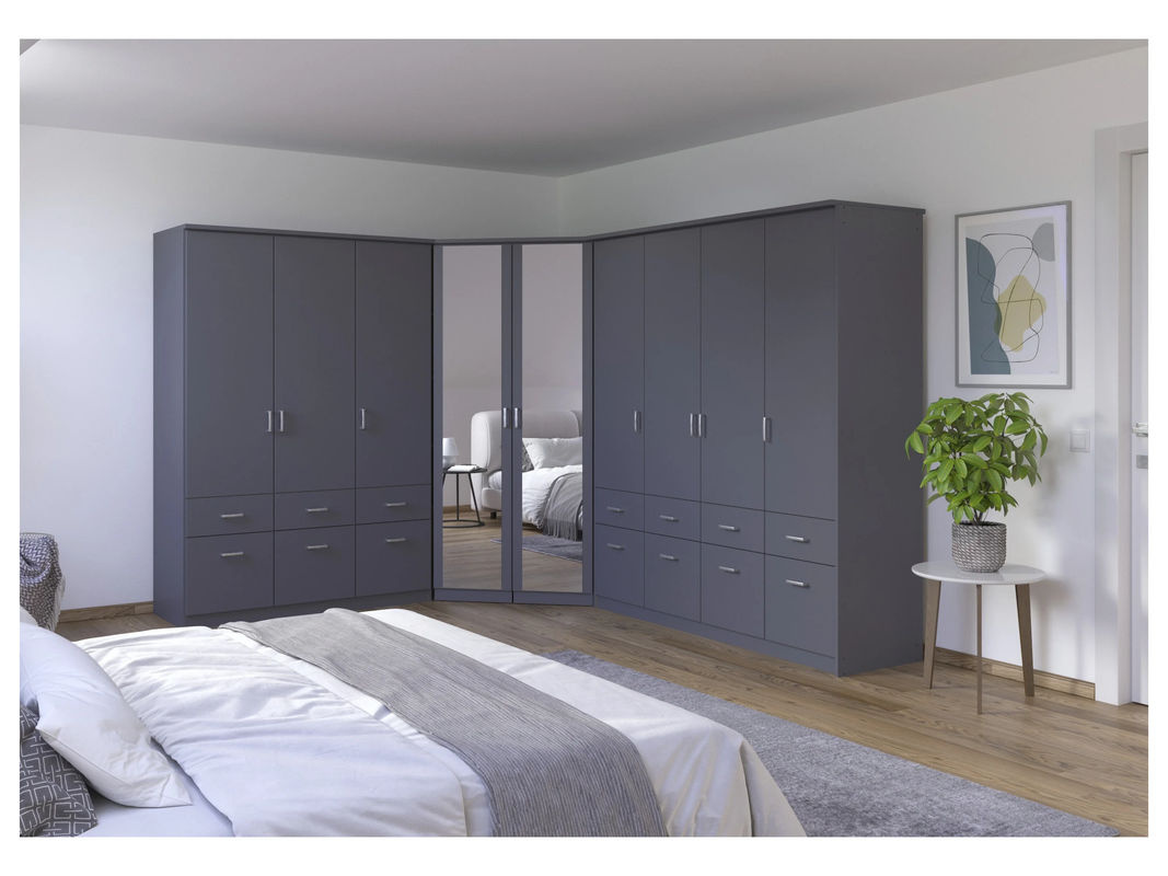 RAUCH BLUE Eckschranklösung Bremen Schrank in Graumetallic mit 9 Türen und integrierten Schubladen für dein Schlafzimmer - Bild 2