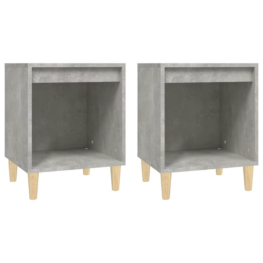 VIDAXL Nachttische im 2er-Set modern Betongrau B/T/H: 40 x 35 x 50 cm - Bild 2