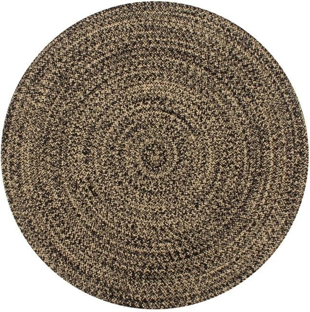 vidaXL Handgeknüpfter Jute-Teppich rund, Schwarz und Beige, Durchmesser: 90 cm - Bild 1