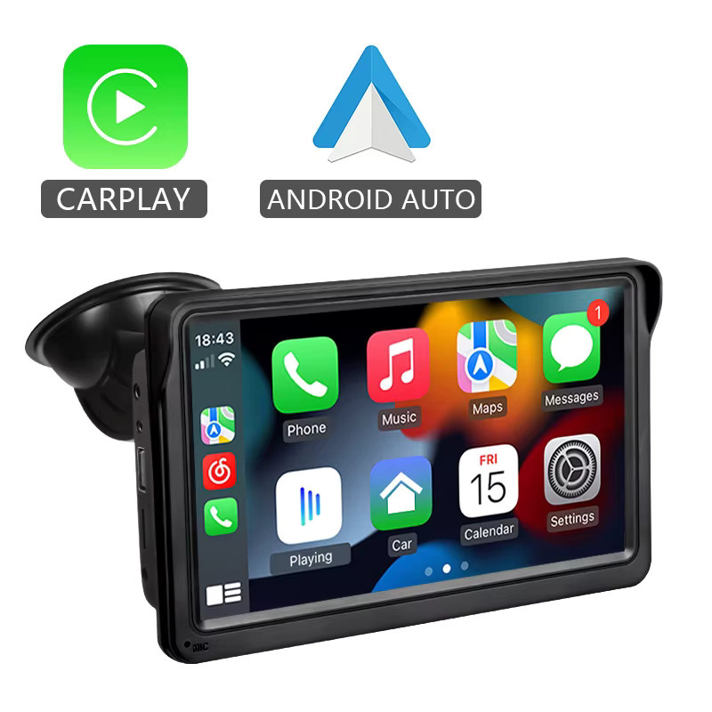 Hippcron 7 Zoll Autoradio Multimedia Videoplayer mit drahtlosem Carplay und drahtlosem Android Auto, tragbarer Universal-Touchscreen, Schwarz - Bild 7