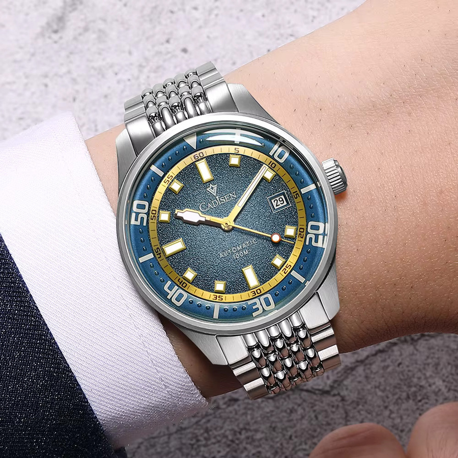 CADISEN Armbanduhr Automatik, Edelstahl, Blau, Herren - Bild 3