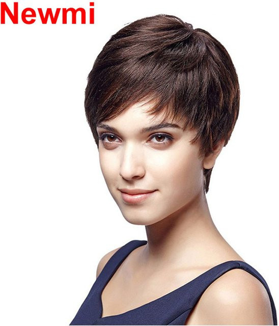 Newmi Pixie-Schnitt-Perücke aus Echthaar, Damen, braun - Bild 1