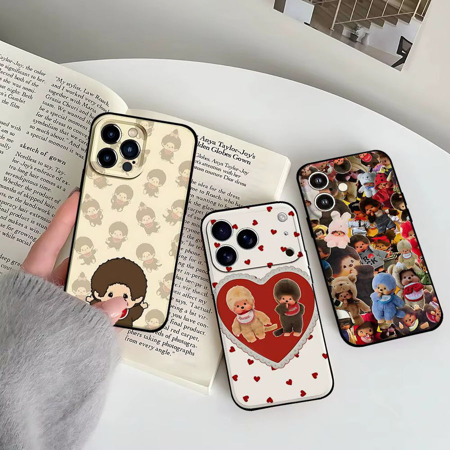 Niedliche M-monchhichiS Handyhülle für Apple iPhone 15, 16, 17 Pro Max und weitere Modelle, Mehrfarbig - Bild 3