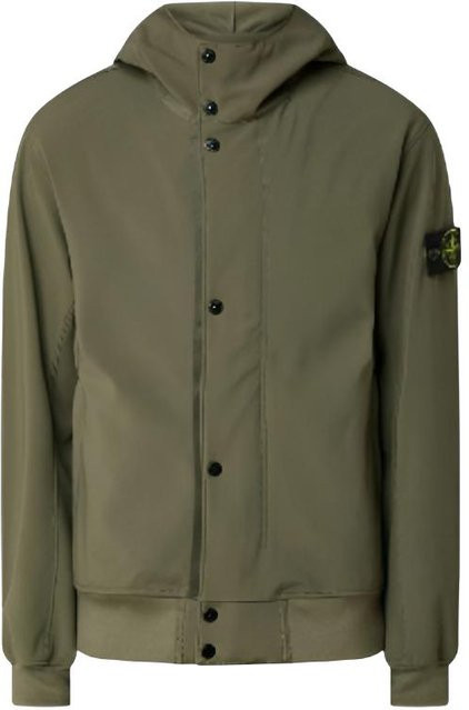 Stone Island Soft Shell Logo Kapuzen-Einknopf-Langarmjacke, Herren - Bild 1
