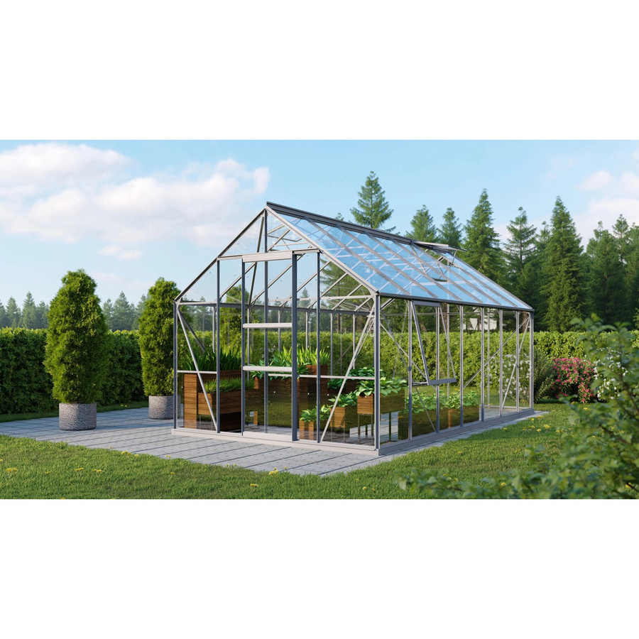 Vitavia Gewächshaus Meridian 1 Alu Vorzugsset in Schwarz mit Sicherheitsglas und Dachfenster, B/T/H: 254 x 232 x 232 cm - Bild 2