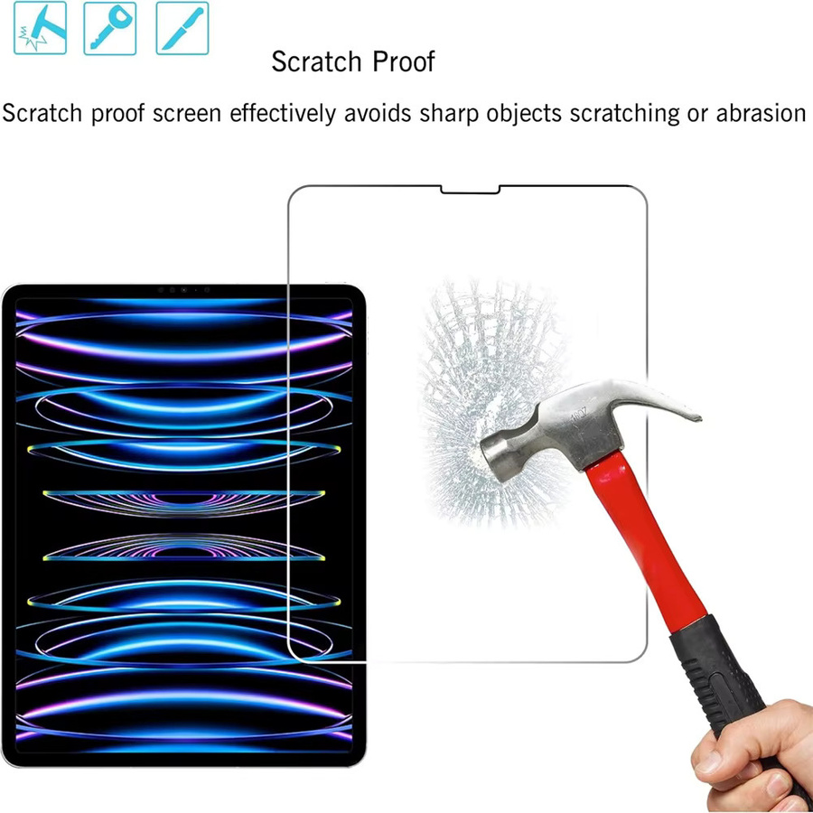 Displayschutz aus gehärtetem Glas für Apple iPad Pro 12.9 11 M3 M5 2025 sowie iPad Air 13 11 2024 M4 M2 Air 5, transparent, kratzfest - Bild 3