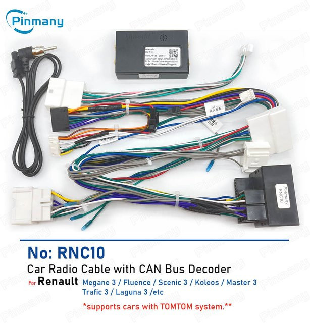 pinmany Autoradio-Kabelbaumadapter RNC10 mit CAN-Bus-Decoder für Renault Koleos Megane3 Scenic3 Laguna 3 Fluence und TomTom - Bild 1