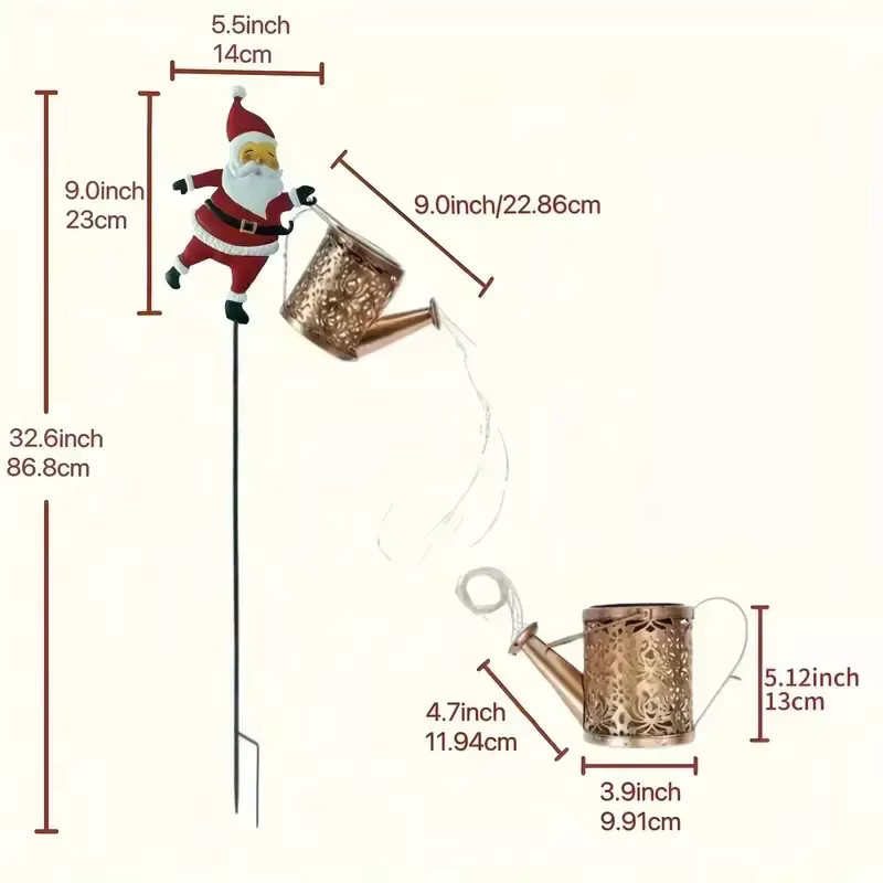 Solarbetriebene Weihnachtsdekoration Santa Wasserkocher mit bunten Lichtern für Garten und Hof in Weiß und Multicolour - Bild 3