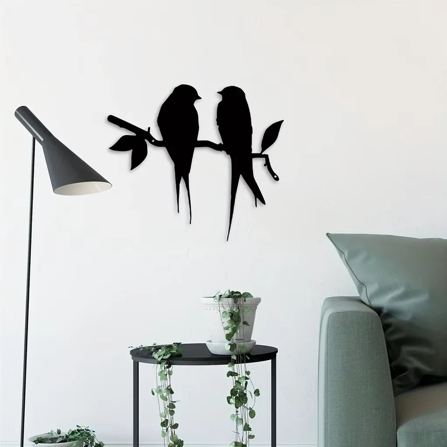 CIFBUY Wandkunst Metalldeko Vogel und Zweig in Schwarz für moderne Wohnkultur - Bild 5