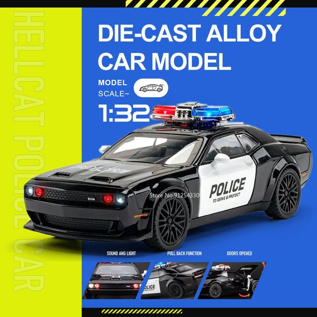 RMZ city Hellcat Polizeiauto-Modell, 1:32, Metall, mit Licht und Sound - Bild 1