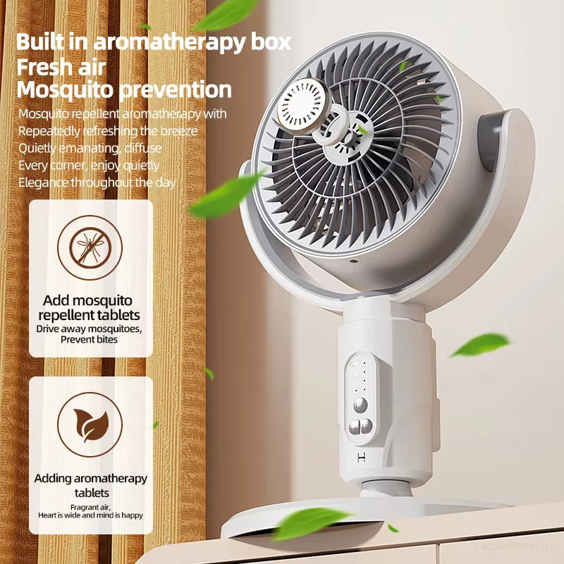 HOMEFISH Bodenventilator in Weiß mit Fernbedienung, leiser und leistungsstarker Standventilator mit 360-Grad-Zirkulation und höhenverstellbarer Funktion - Bild 2