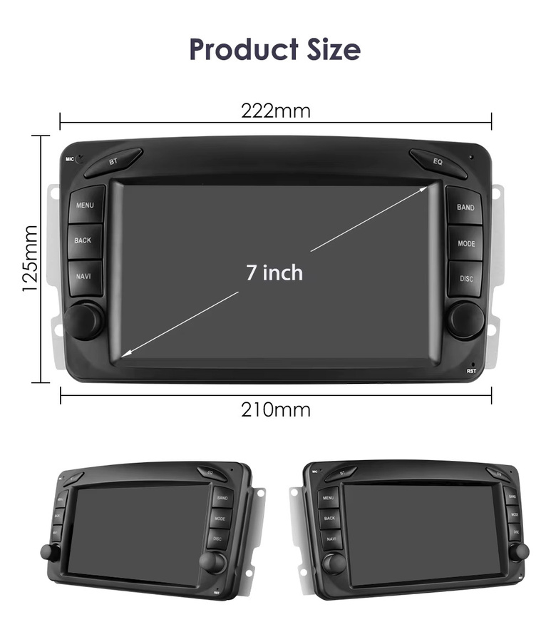Hizpo Android Auto Smart System mit GPS und CarPlay für Mercedes Benz CLK W209 C209 W168 W203 W463 Vito Viano 1998-2006, 7 Zoll, Schwarz - Bild 6