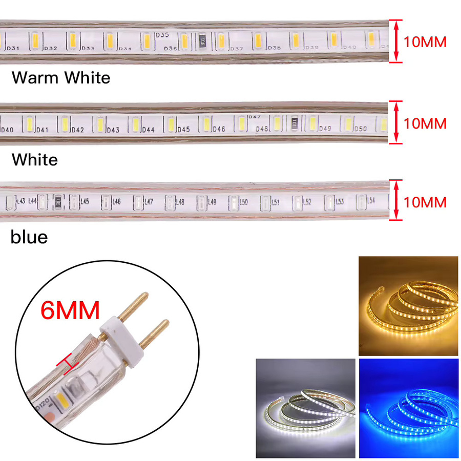 KISUFU Dimmbarer RGB LED-Streifen 220V, Blau und Multicolour, IP65 Wasserdicht, 120 LEDs/m, Breite: 6 mm - Bild 3