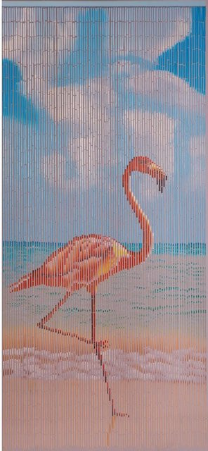 CONACORD Dekorationsvorhang mit Flamingo-Motiv in Blau und Rosa, B x H: 90 x 200 cm - Bild 1