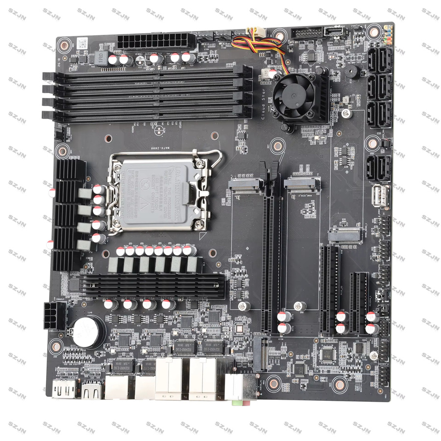 SZJN Z690 Motherboard für NAS-Builds mit LGA1700, unterstützt Intel-Prozessoren, M.2 NVMe und 8 native SATA Anschlüsse, AV1 Hardware-Dekodierung, Schwarz - Bild 2