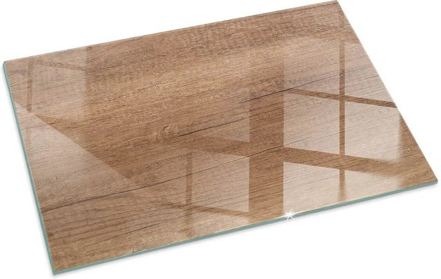 Tulup Glasplatte für Kamin und Kaminofen mit natürlichem Holzmuster, Farbe Braun, B: 100 cm, T: 70 cm - Bild 1