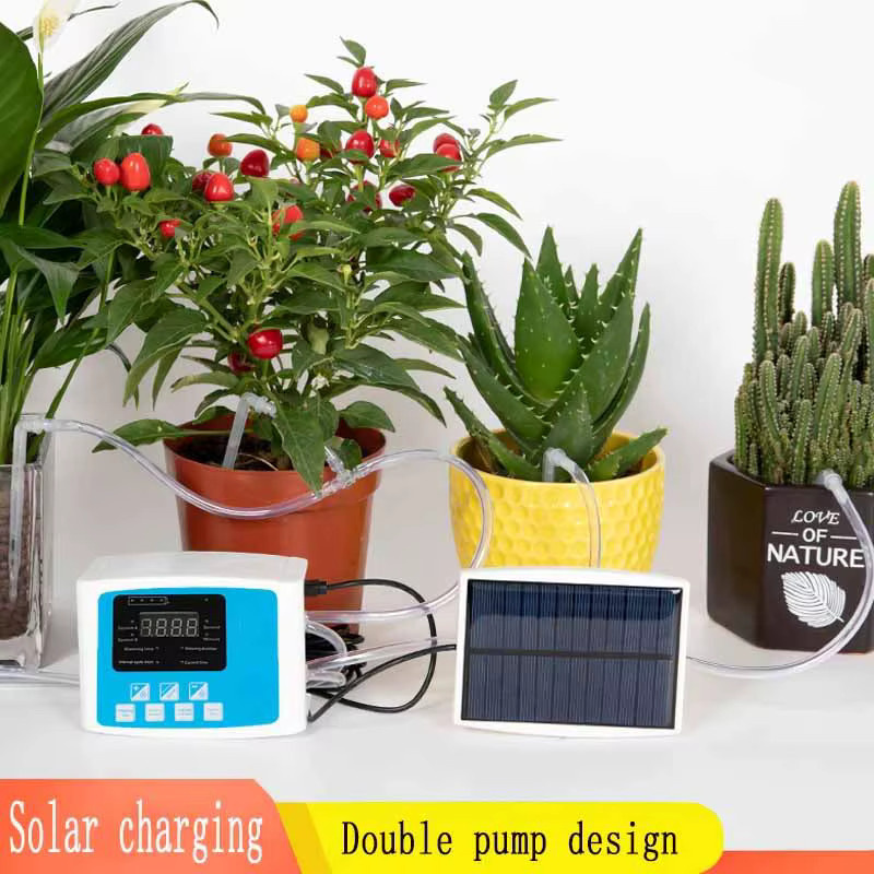 Automatisches Solar Bewässerungssystem für den Garten mit Bewässerungs-Timer und Tropfbewässerungs-Kit in Grau und Weiß - Bild 3