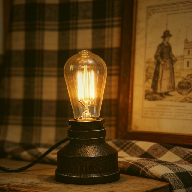 XIHOME Industrielle Wasserrohr-Tischlampe im Vintage-Design, Schwarz, Metall mit transparentem Glas - Bild 1