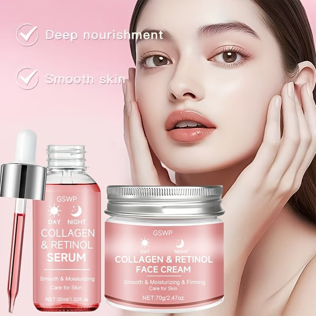 GSWP Kollagen-Retinol-Creme & Serum-Set, Gesicht, 30ml + 70g - Bild 1