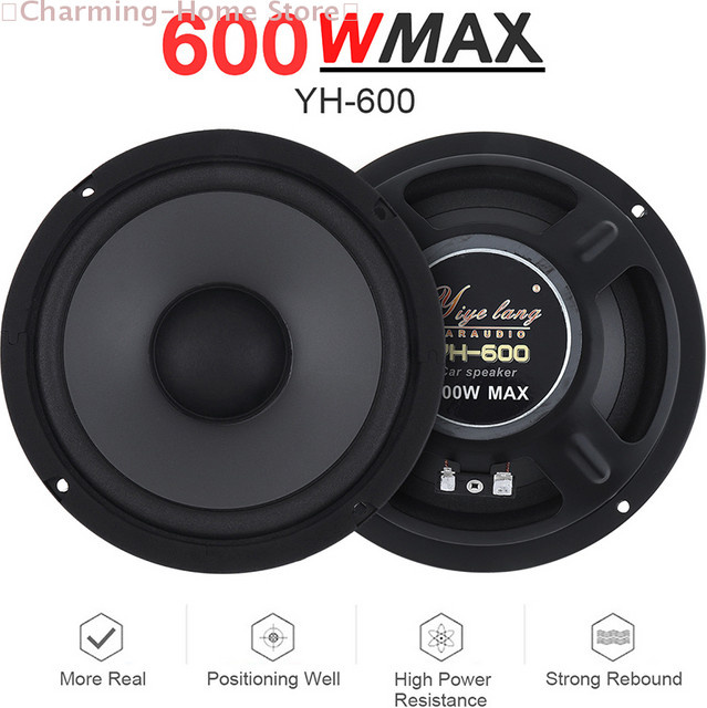 SHIDWJ YH-600 Koaxial-Autolautsprecher 6 Zoll mit 600W in Schwarz - Bild 1