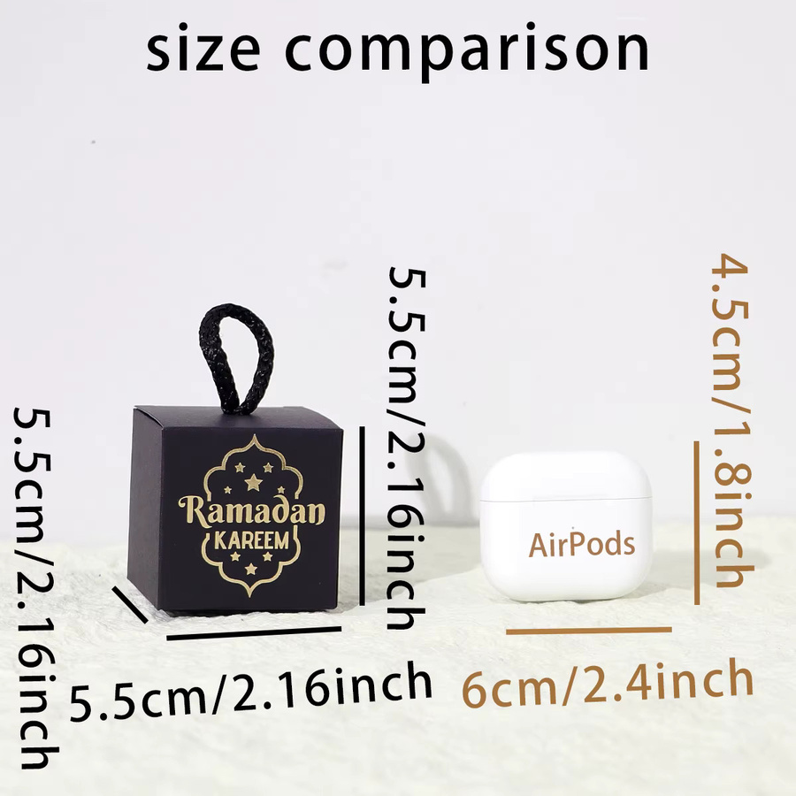 10er Set Geschenkboxen aus Papier mit Diamant-Eid-Motiven und Griffen, Farbe: Weiß, B/T/H: 5,5 x 5,5 x 5,5 cm - Bild 5