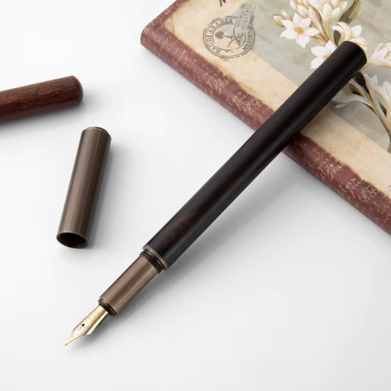 Luxus Retro Füllfederhalter aus Holz in Bronze und Braun mit 0,5mm Spitze für Kalligraphie und Business-Schreiben - Bild 3