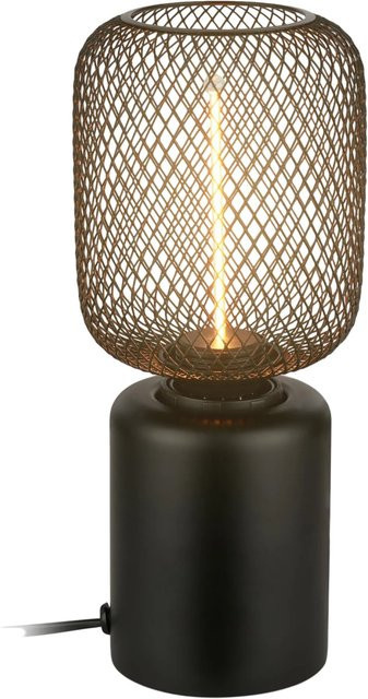 Brilo Tischleuchte Rist Drahtkorb Schwarz aus Metall im industriellen Look, Höhe: 25 cm, Durchmesser: 10 cm - Bild 1