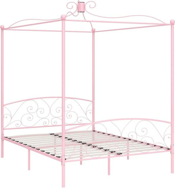 vidaXL Himmelbett-Gestell aus Metall in Rosa, B/T: 180 x 200 cm - Bild 1
