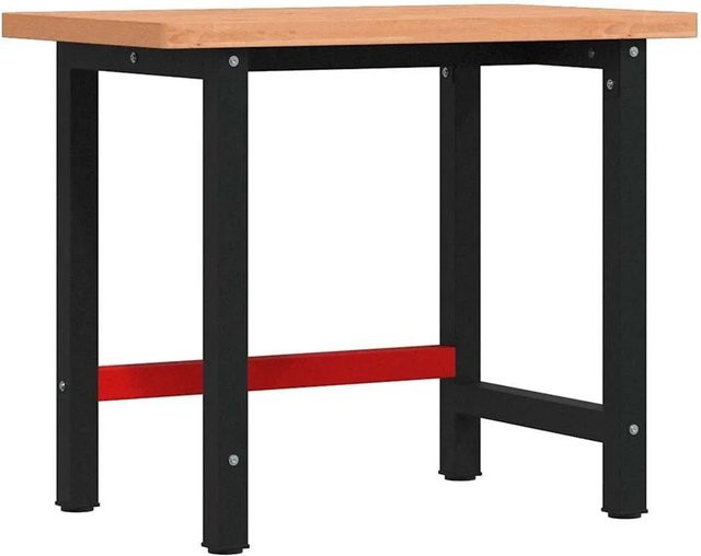 vidaXL Werkbank aus Massivholz Buche mit pulverbeschichtetem Metall Gestell, B/T/H: 100 x 60 x 83 cm - Bild 1