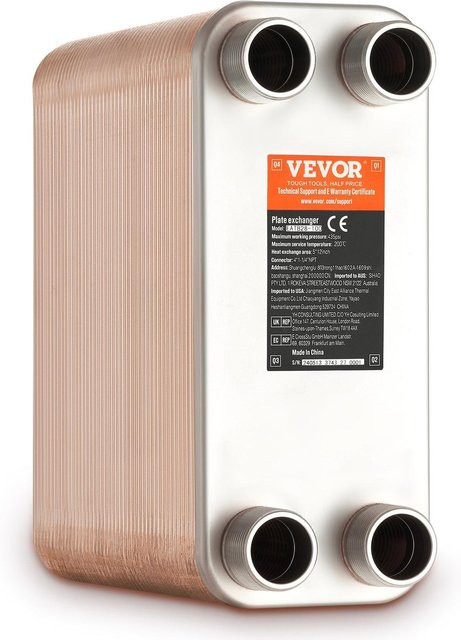 100 Stück Plattenwärmetauscher von Buying Solutions, MB, 4*1-1/4 MNPT Anschlüsse, 5 x 12, gelötet, Edelstahl 316L, Farbe: Silber - Bild 1