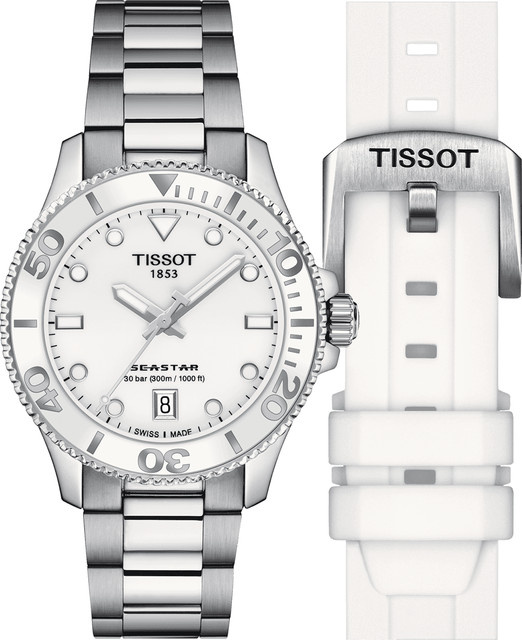 Tissot Seastar 1000 Automatik, Edelstahl, Weiß, 36 mm, Damen - Bild 1