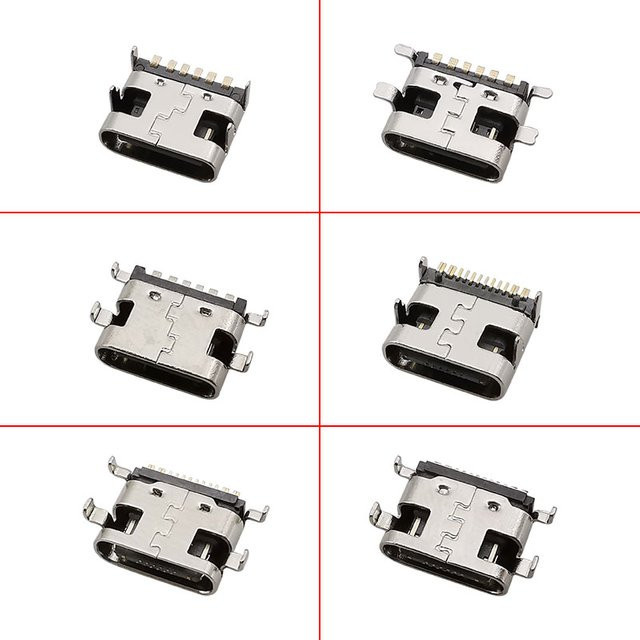 10 Stück USB Typ C Buchse Ladeanschluss SMD SMT Steckbuchse für PCB DIY Reparatur in Silber - Bild 1