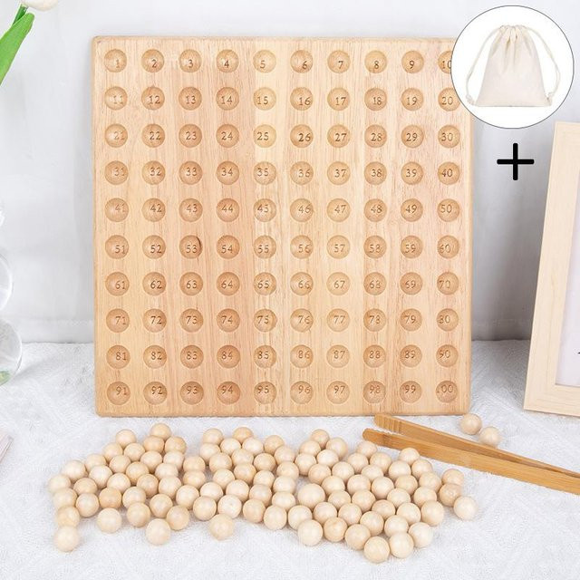 Kidsly Montessori 1-100 Zählbrett Holzspielzeug, Lernclip-Perlentischspiel - Bild 1