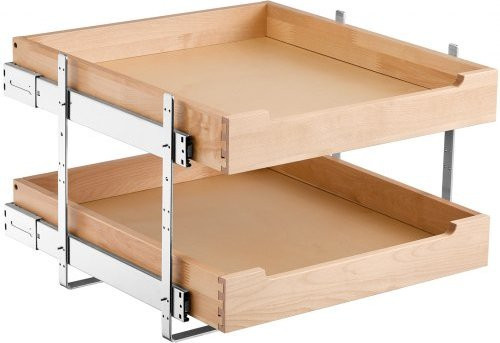 VEVOR Ausziehbarer Schrankorganizer aus Holz mit 2 Ebenen, Soft-Close-Schubladen, Farbe: Braun, Breite: 50,8 cm, Tiefe: 53,34 cm - Bild 1