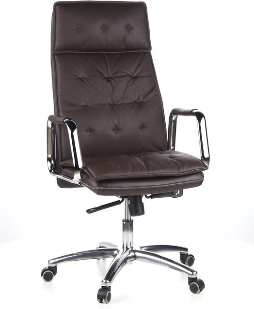 hjh OFFICE Profi Chefsessel VILLA 20 in Braun aus Leder mit Armlehnen - Bild 1