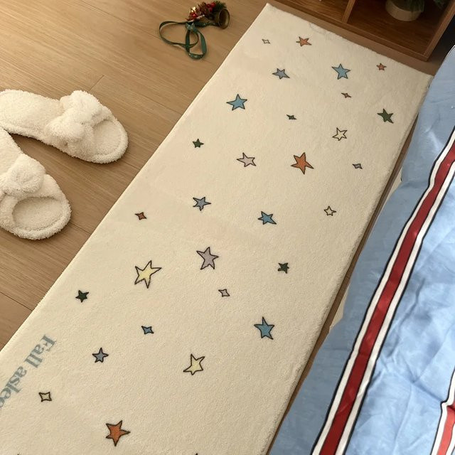 VIKAMA Kinder-Sternenteppich, bunter rutschfester Kurzflor-Teppich mit Sternen-Design für Schlafzimmer und Spielzimmer, Multicolour, Breite: 120 cm - Bild 1