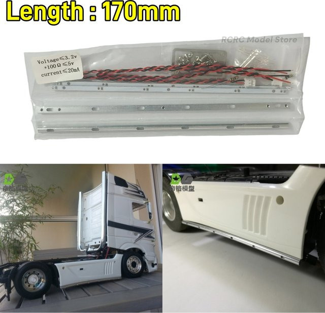 Tamiya Spielzeug-LKW, Metall-Seitenrock, Lichtmarkierung, LED-Licht, Zubehör - Bild 1