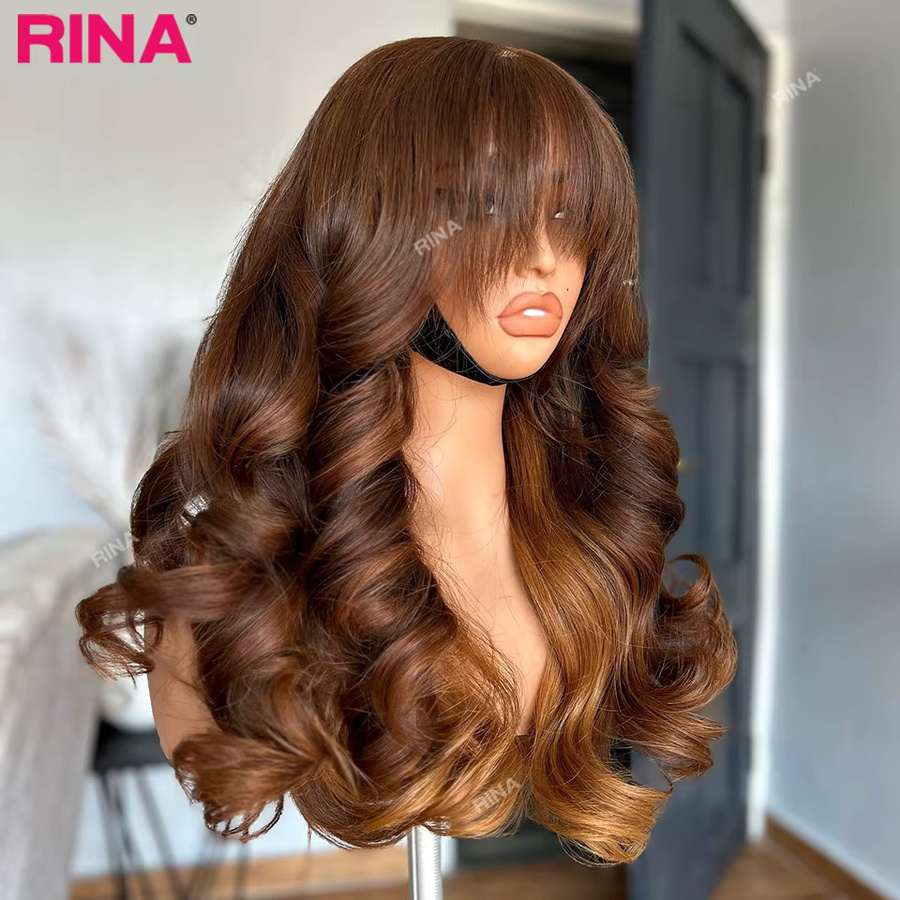 Rina Echthaar Perücke, Ombre Braun, Körperwelle, Damen - Bild 3