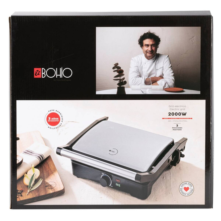 Bergner Kontaktgrill in Silber und Schwarz mit Überhitzungsschutz, B/H/L: 37 x 15 x 38 cm - Bild 2