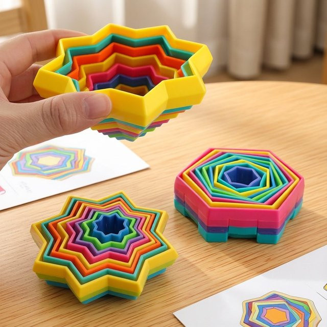 soulbao Buntes 3D-Spiral-Illusions-Stern-Fidget-Spielzeug, interaktives Spielzeug - Bild 1