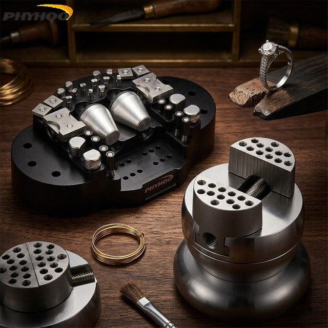 PHYHOO 360 Grad drehbarer Kugelspannblock in Silber als professionelles Präzisions-Gravierwerkzeug-Set für Schmuck, Stein- und Diamantfassung sowie Mikro-Inlay - Bild 1