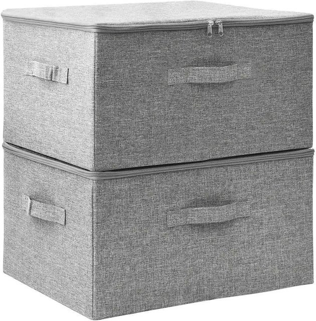 vidaXL Aufbewahrungsboxen aus Stoff, 2er-Set, Grau, B/T/H: 43 x 34 x 23 cm - Bild 1