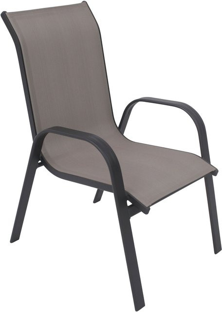 Villana Sylvania Gartenstuhl aus Aluminium und Textil, anthrazit/grau, stapelbar, B/T/H: 75 x 57 x 95 cm - Bild 1