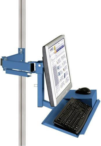 Manuflex LZ8201.5007 ESD Standard ESD-Monitorträger für Alu-Aufbauportale mit Tastatur- und Mausfläche, VESA-Adapter 100mm, Blau - Bild 1