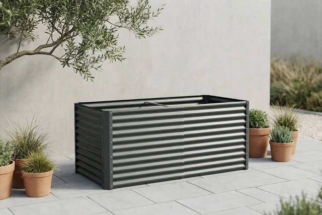 OUTFLEXX Hochbeet aus Aluminium-Zink-Stahl in Anthrazit, pulverbeschichtet, B/T/H: 180 x 90 x 84 cm - Bild 1