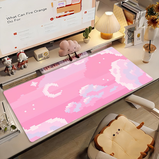 Art Dreamy Pastel Clouds Mauspad in Pink und Multicolour, rutschfeste Gamer-Schreibtischunterlage für Laptop und Büro - Bild 1