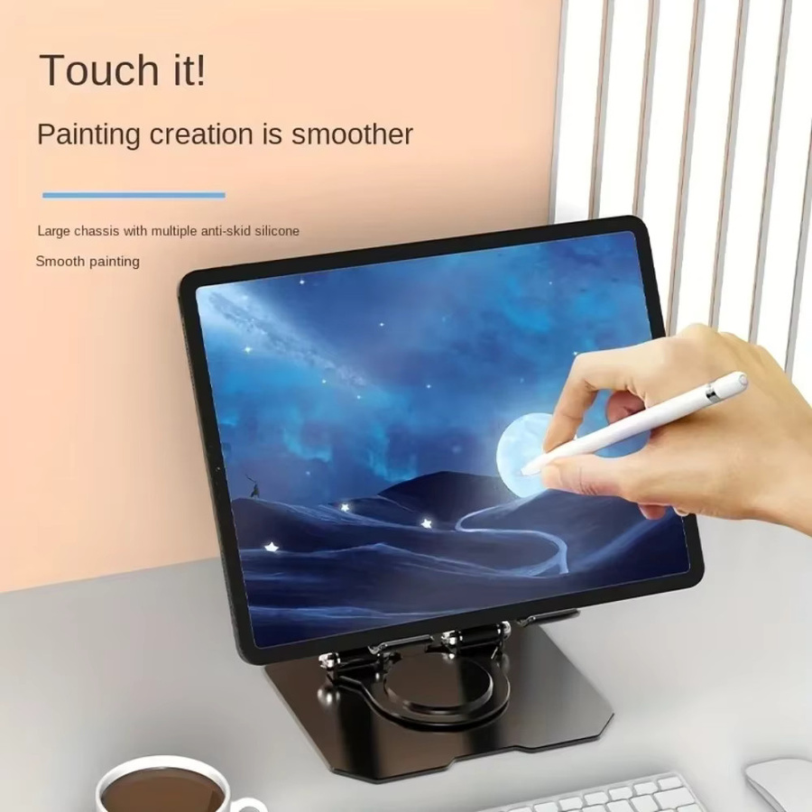 Universal Tablet-Ständer 360 Grad drehbar und verstellbar, Desktop-Halter für iPhone, Samsung, Xiaomi und Huawei, Schwarz - Bild 3