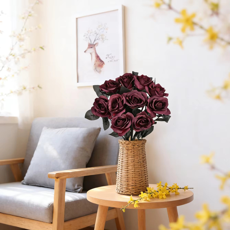 Künstliche Seidenrosen in Rot als Dekofloristik für Brautstrauß, Vase oder Hochzeit und Muttertagsgeschenk - Bild 3