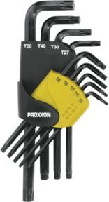 Proxxon Winkelschlüsselsatz für Torx-Schrauben, 9-teilig, schwarz, aus Chrom-Molybdän-Stahl und Edelstahl - Bild 1